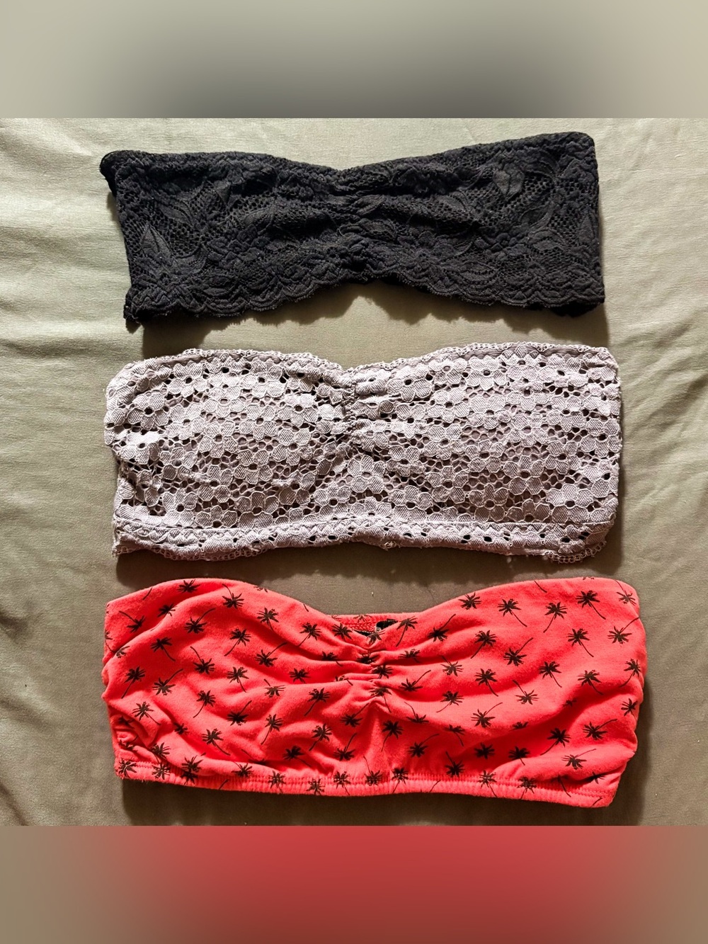 Lot of 3 Rue 21/Hype Strapless Bandeau Bralettes Bras Floral Lace Small -Summer